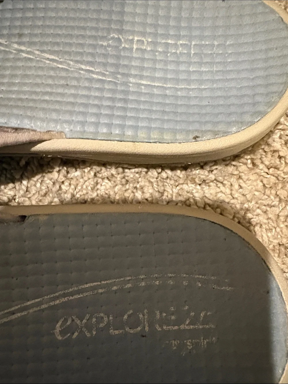 Men's Beige Strap Flip-Flops with Light Blue Footbed